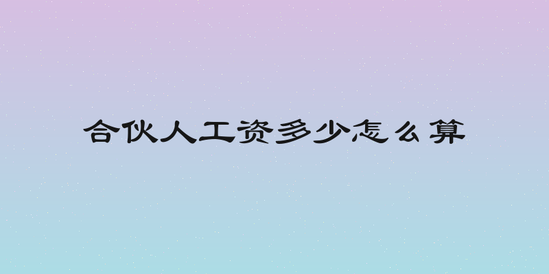 合伙人工资多少怎么算