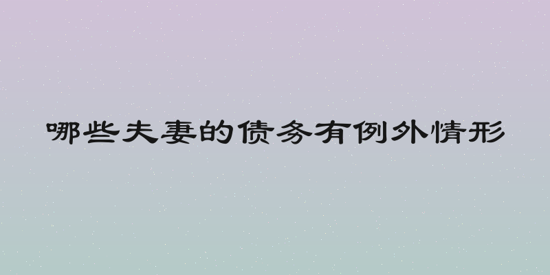 哪些夫妻的债务有例外情形