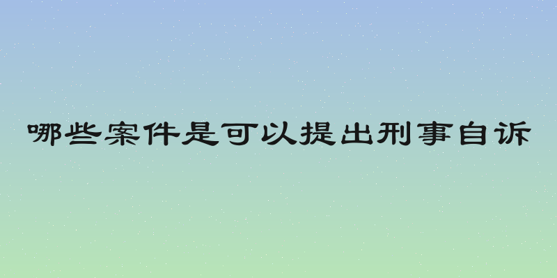 哪些案件是可以提出刑事自诉