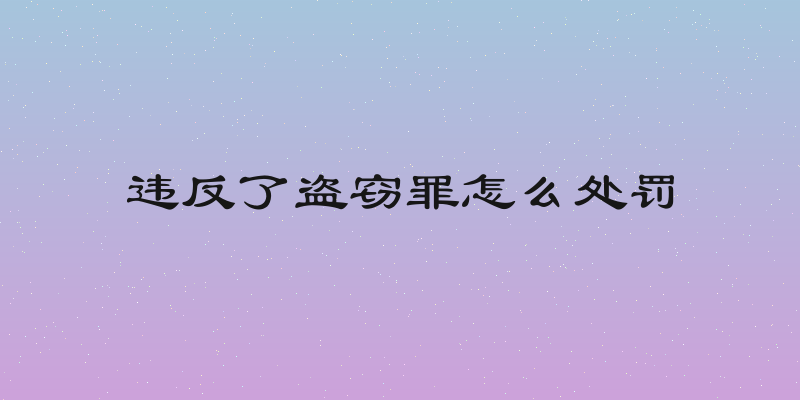 违反了盗窃罪怎么处罚
