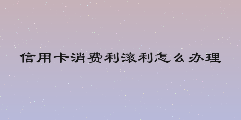 信用卡消费利滚利怎么办理