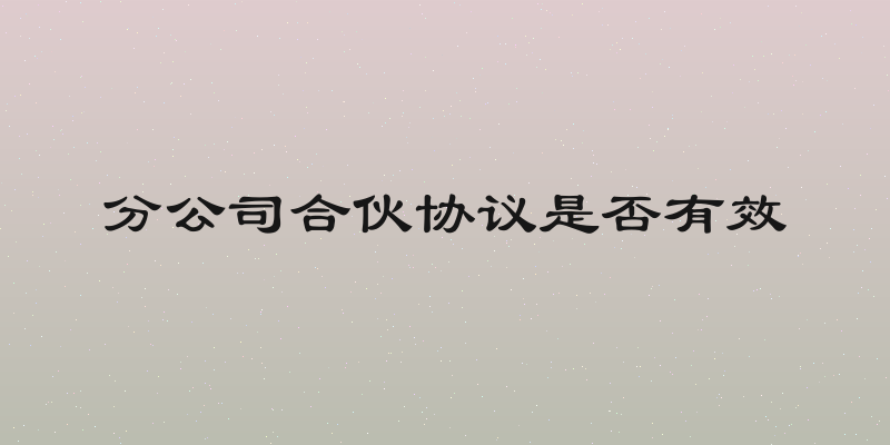 分公司合伙协议是否有效