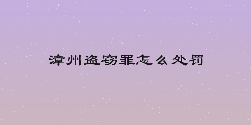 漳州盗窃罪怎么处罚