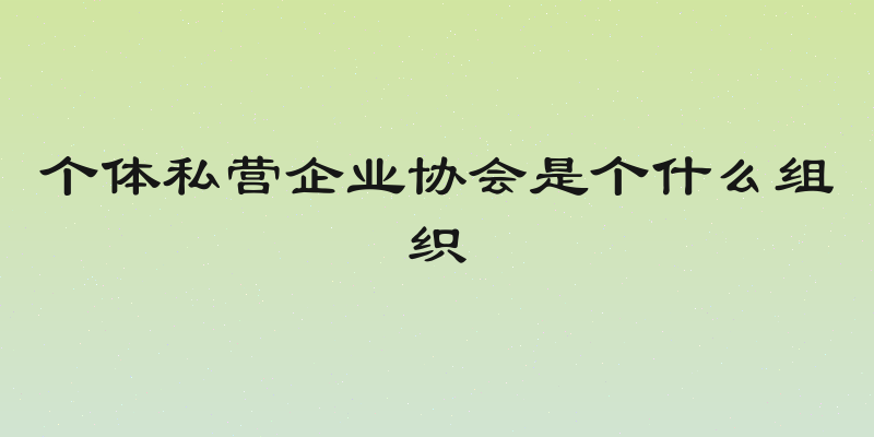 个体私营企业协会是个什么组织