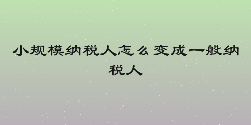 小规模纳税人怎么变成一般纳税人