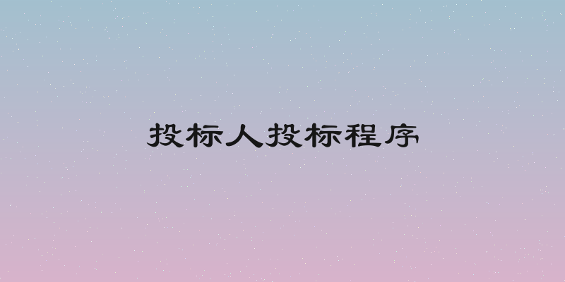 投标人投标程序