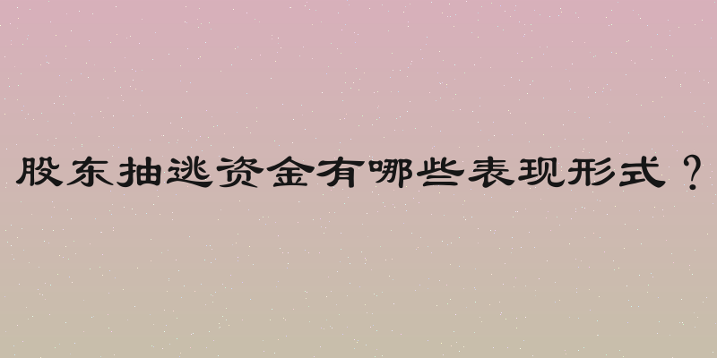 股东抽逃资金有哪些表现形式？