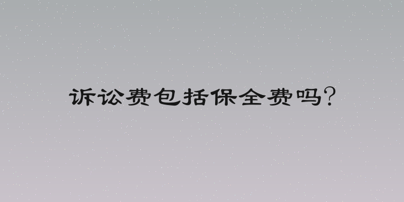 诉讼费包括保全费吗?