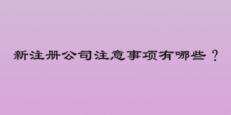 新注册公司注意事项有哪些？