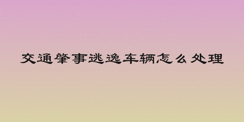 交通肇事逃逸车辆怎么处理