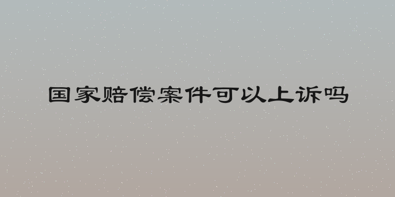 国家赔偿案件可以上诉吗