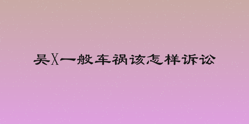 吴X一般车祸该怎样诉讼