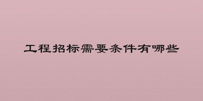 工程招标需要条件有哪些