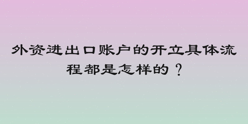 外资进出口账户的开立具体流程都是怎样的？