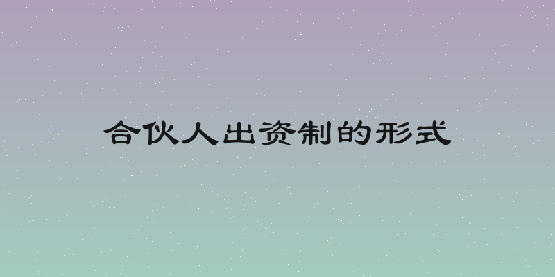 合伙人出资制的形式