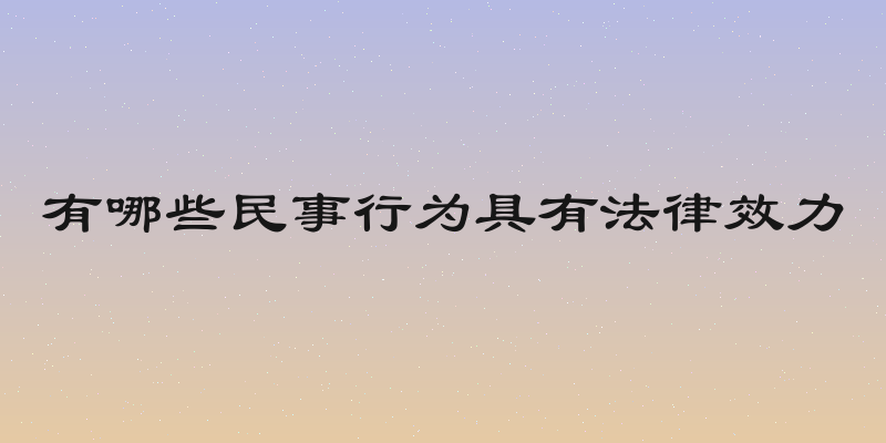 有哪些民事行为具有法律效力