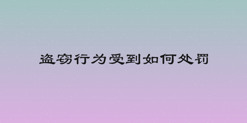 盗窃行为受到如何处罚