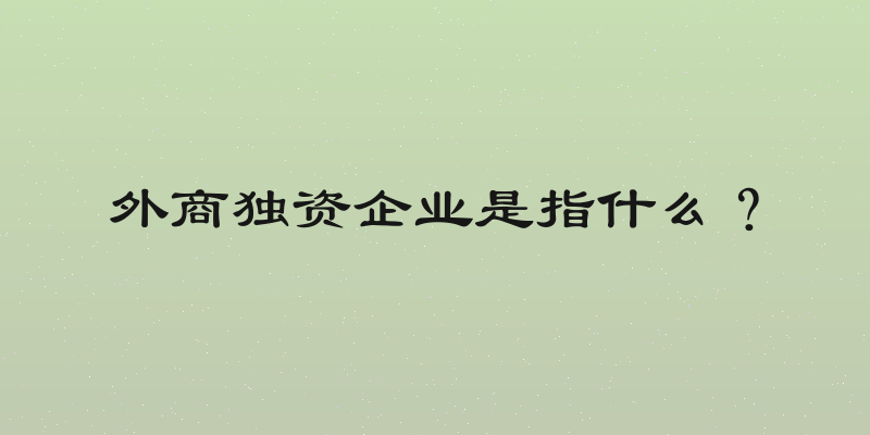 外商独资企业是指什么？