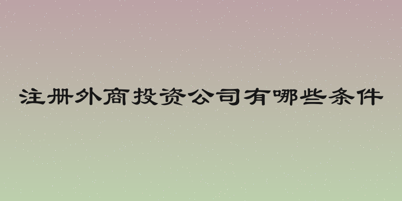 注册外商投资公司有哪些条件