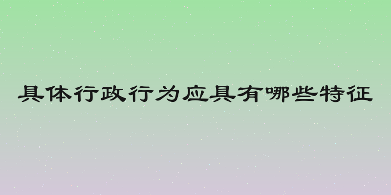 具体行政行为应具有哪些特征