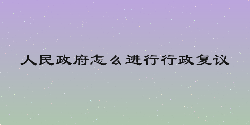 人民政府怎么进行行政复议