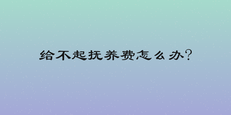 给不起抚养费怎么办?