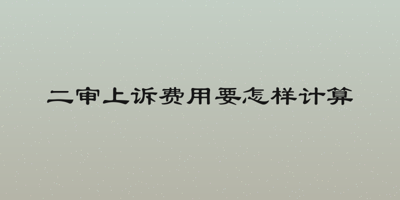 二审上诉费用要怎样计算