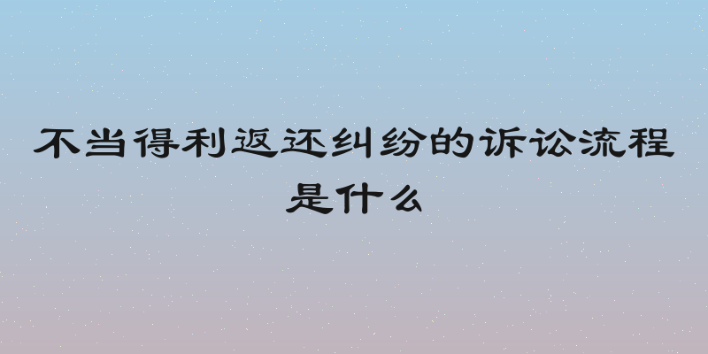 不当得利返还纠纷的诉讼流程是什么
