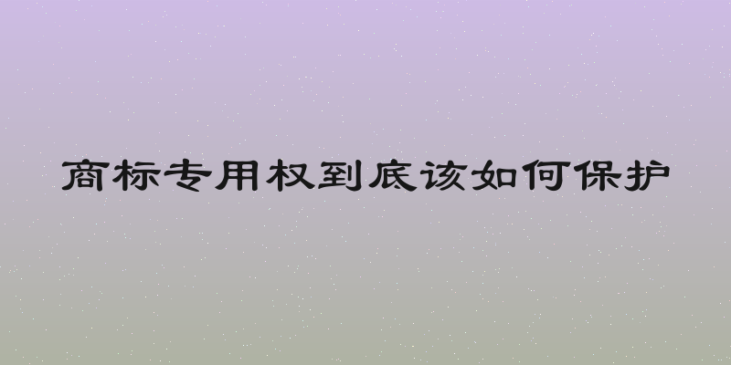商标专用权到底该如何保护