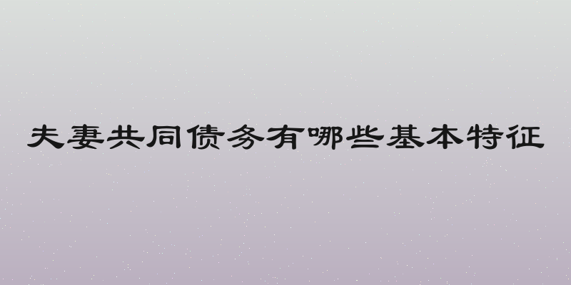 夫妻共同债务有哪些基本特征