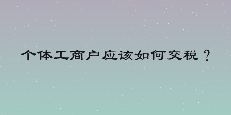 个体工商户应该如何交税？