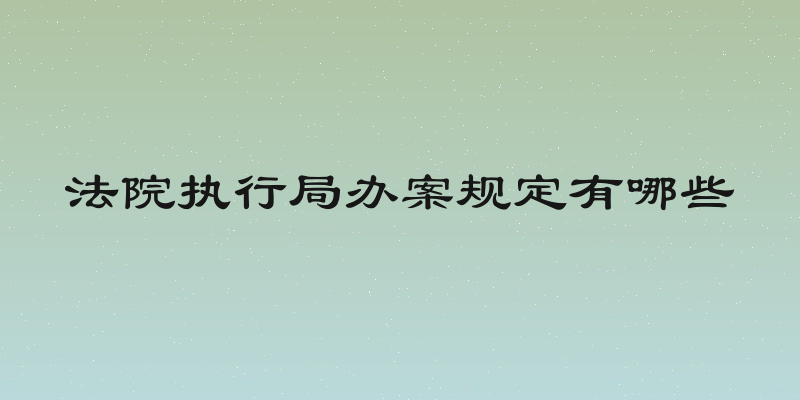 法院执行局办案规定有哪些