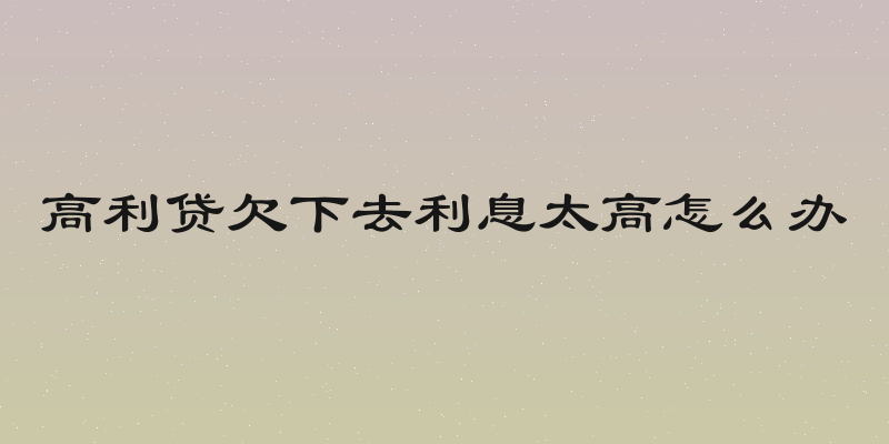 高利贷欠下去利息太高怎么办