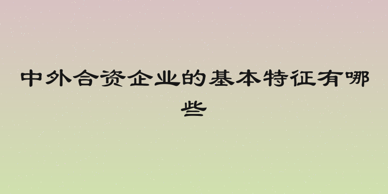 中外合资企业的基本特征有哪些