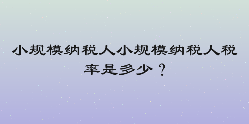 小规模纳税人小规模纳税人税率是多少？