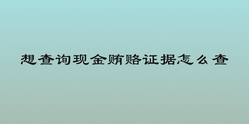 想查询现金贿赂证据怎么查