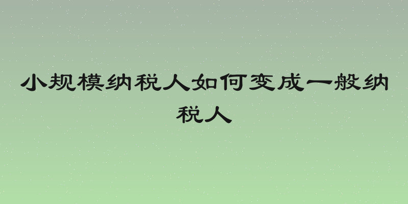 小规模纳税人如何变成一般纳税人
