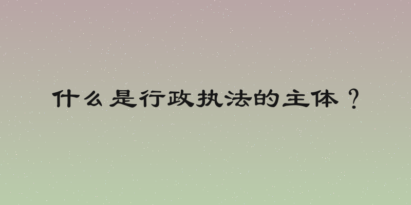 什么是行政执法的主体？