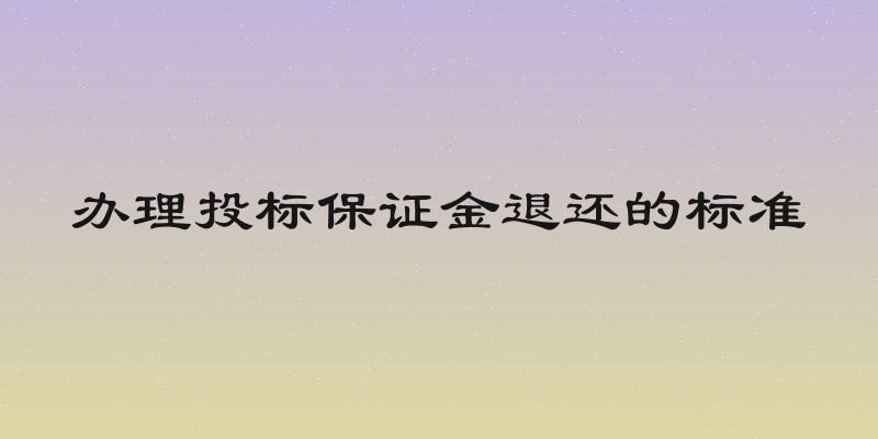 办理投标保证金退还的标准