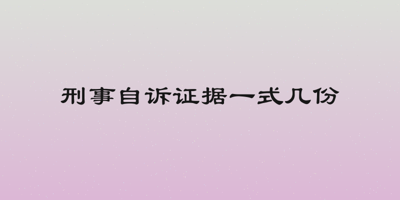 刑事自诉证据一式几份