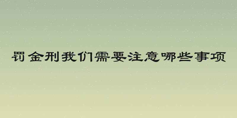 罚金刑我们需要注意哪些事项