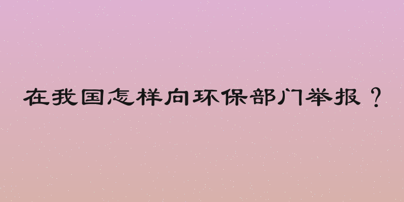 在我国怎样向环保部门举报？