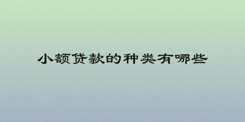 小额贷款的种类有哪些