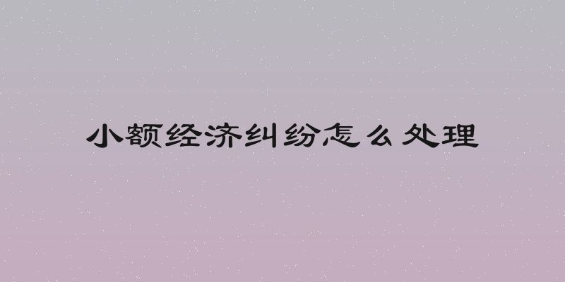 小额经济纠纷怎么处理