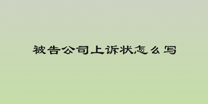 被告公司上诉状怎么写