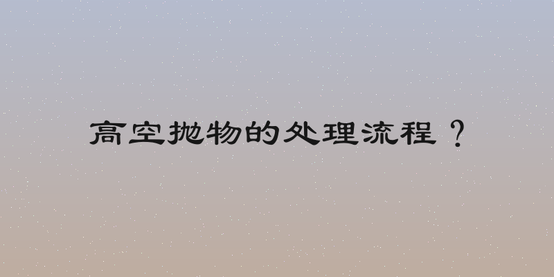 高空抛物的处理流程？
