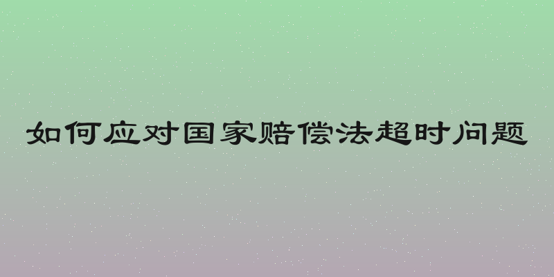 如何应对国家赔偿法超时问题