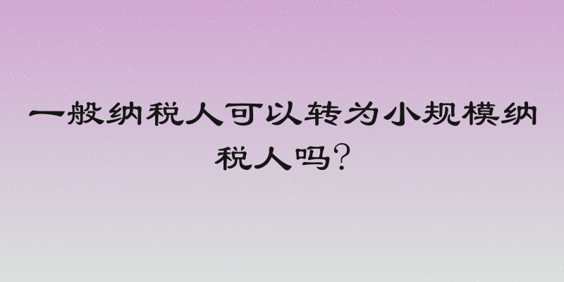 一般纳税人可以转为小规模纳税人吗?