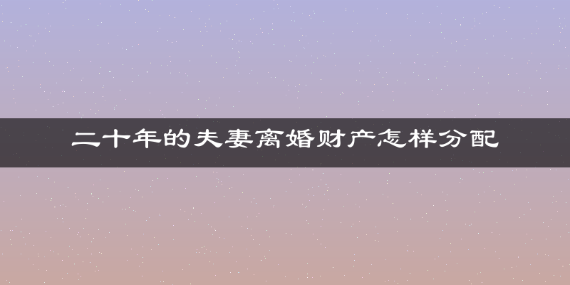 二十年的夫妻离婚财产怎样分配