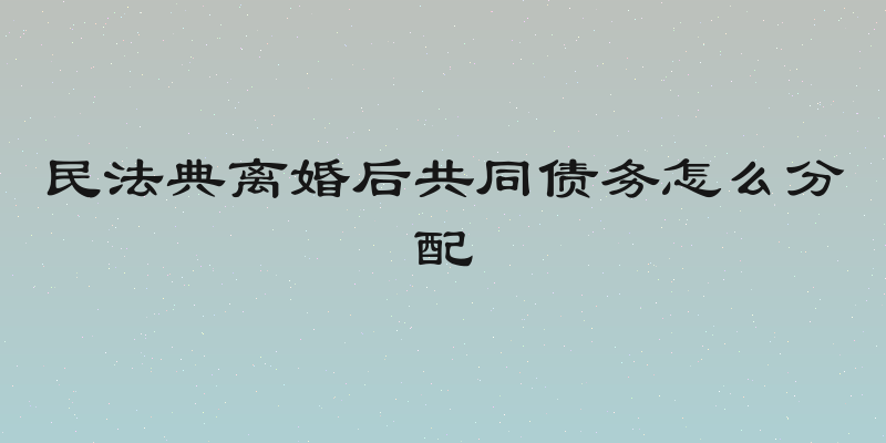 民法典离婚后共同债务怎么分配